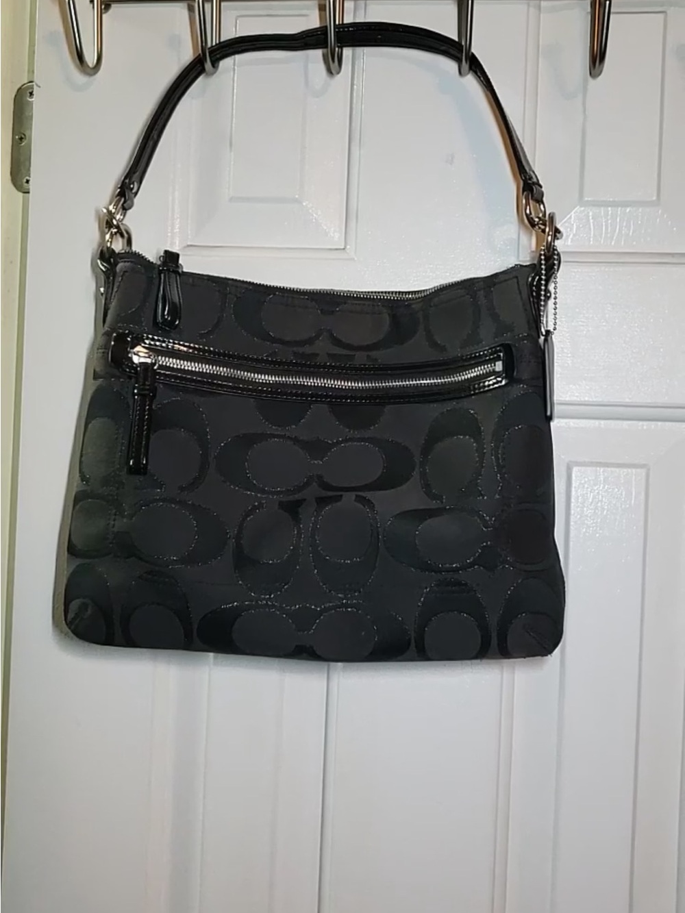 Coach Black Signature Jacquard Shoulder Bag